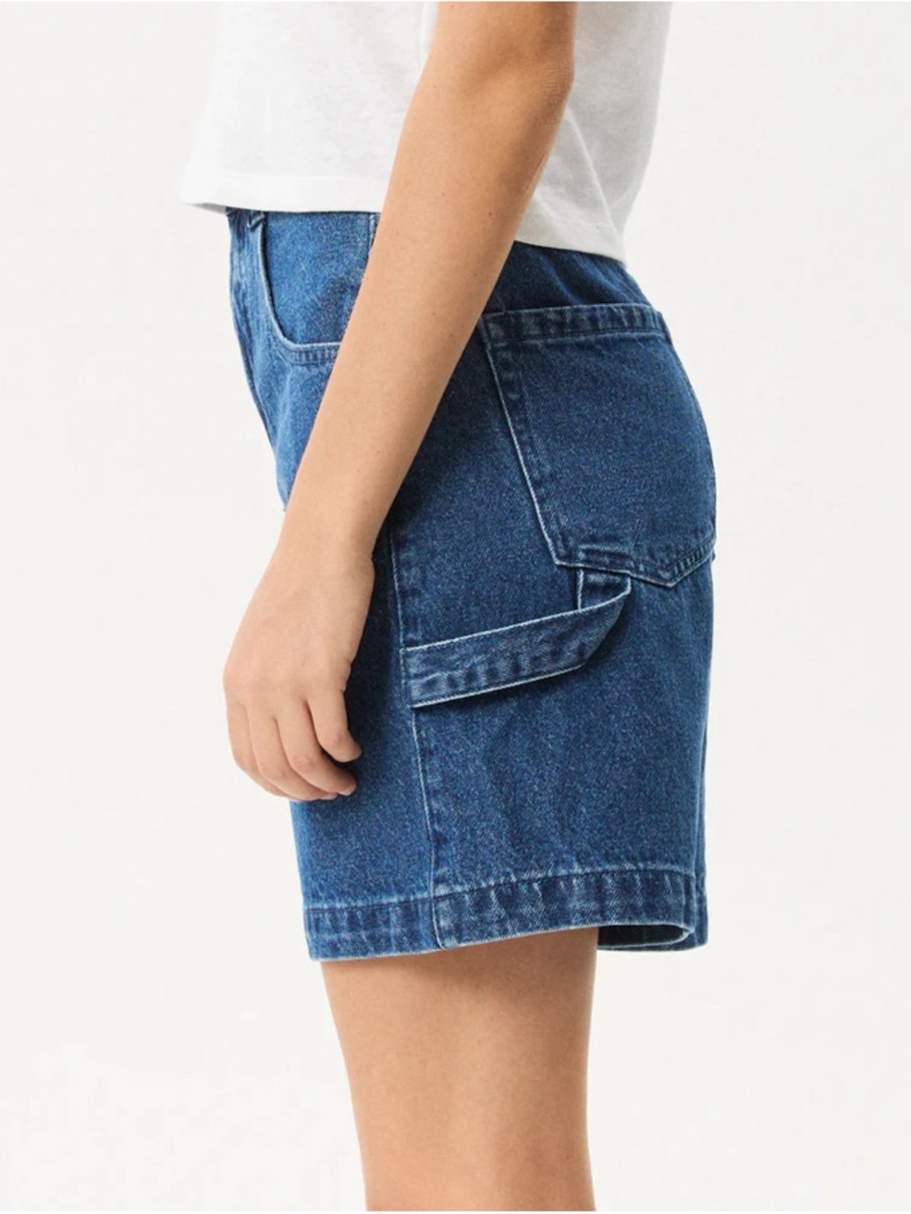 Afends Mid Blue High-Rise Denim Shorts - Picture 2 of 6